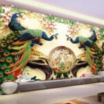 KACPER 3D PEACOCK Wallpaper for wall Premium quality 3D PVC Coated Washable Wallpaper