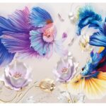 KACPER 3D FISH Wallpaper for wall Premium quality 3D PVC Coated Washable Wallpaper