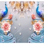 KACPER 3D peacock Wallpaper for wall Premium quality 3D PVC Coated Washable Wallpaper