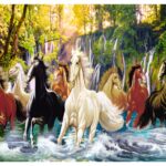 KACPER 3D horses Wallpaper for wall Premium quality 3D PVC Coated Washable Wallpaper