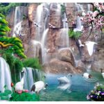 KACPER 3D WATER FALL Wallpaper for wall Premium quality 3D PVC Coated Washable Wallpaper (customize