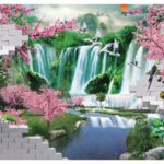 KACPER 3D waterfall Wallpaper for wall Premium quality 3D PVC Coated Washable Wallpaper (customize