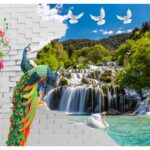KACPER 3D Waterfall Wallpaper for wall Premium quality 3D PVC Coated Washable Wallpaper( CUSTOMIZE