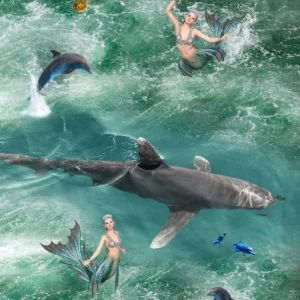 KACPER 3D FISH Wallpaper for wall Premium quality 3D PVC Coated Washable Wallpaper