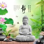 KACPER 3D buddha Wallpaper for wall Premium quality 3D PVC Coated Washable Wallpaper