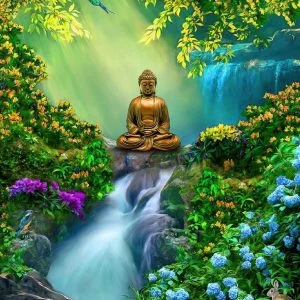 KACPER 3D buddha Wallpaper for wall Premium quality 3D PVC Coated Washable Wallpaper