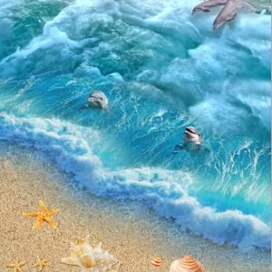 KACPER 3D DOLPHIN Wallpaper for wall Premium quality 3D PVC Coated Washable Wallpaper FISH
