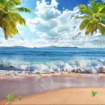 KACPER 3D beach Wallpaper for wall Premium quality 3D PVC Coated Washable Wallpaper