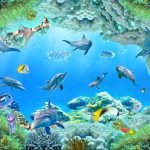 KACPER 3D FISH Wallpaper for wall Premium quality 3D PVC Coated Washable Wallpaper
