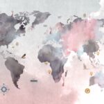 KACPER WORLD MAP 3D PVC COATED WALLPAPER FOR OFFICE TOUR AND TRAVEL BUILDING