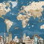 KACPER WORLD MAP 3D PVC COATED WALLPAPER FOR OFFICE TOUR AND TRAVEL BUILDING
