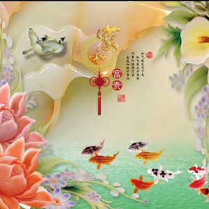 KACPER 3D FISH  Wallpaper for wall Premium quality 3D PVC Coated Washable Wallpaper