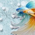 KACPER 3D FISH Wallpaper for wall Premium quality 3D PVC Coated Washable Wallpaper