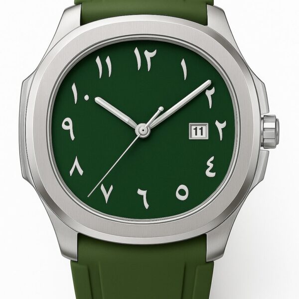 Kacper Watches Arabic Dial With Date Steel Silver Case Trending Waterproof Silicon Strap watch