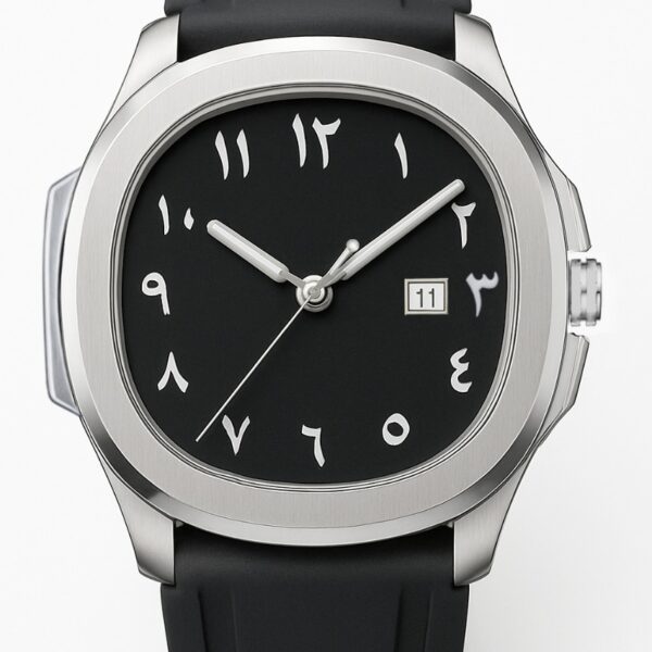 Kacper watches Arabic Dial With Date Steel Silver Case Trending Waterproof Silicon Strap watch