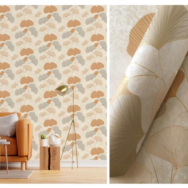 LOOKS Luxurious Wallcovering Wallpaper For Wall Living Room PVC Coated Washable Wallpaper Bedroom Wallpaper Kacper Wallpaper Goldern Leaf Wallpaper PATTERN NO- RD000562
