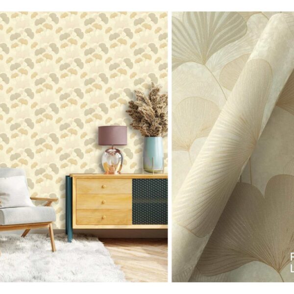 LOOKS Luxurious Wallcovering Wallpaper For Wall Living Room PVC Coated Washable Wallpaper Bedroom Wallpaper Kacper Wallpaper Goldern Leaf Wallpaper PATTERN NO- RD000563