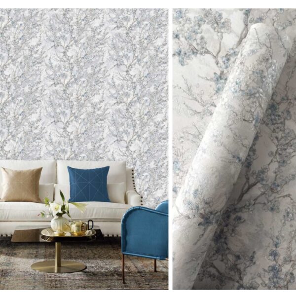 LOOKS Luxurious Wallcovering Wallpaper For Wall Living Room PVC Coated Washable Wallpaper Bedroom Wallpaper Kacper Wallpaper Floral Sky Blue Wallpaper PATTERN NO- RD000514