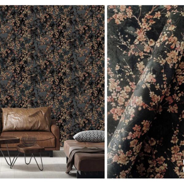 LOOKS Luxurious Wallcovering Wallpaper For Wall Living Room PVC Coated Washable Wallpaper Bedroom Wallpaper Kacper Wallpaper Floral Black Wallpaper PATTERN NO- RD000515
