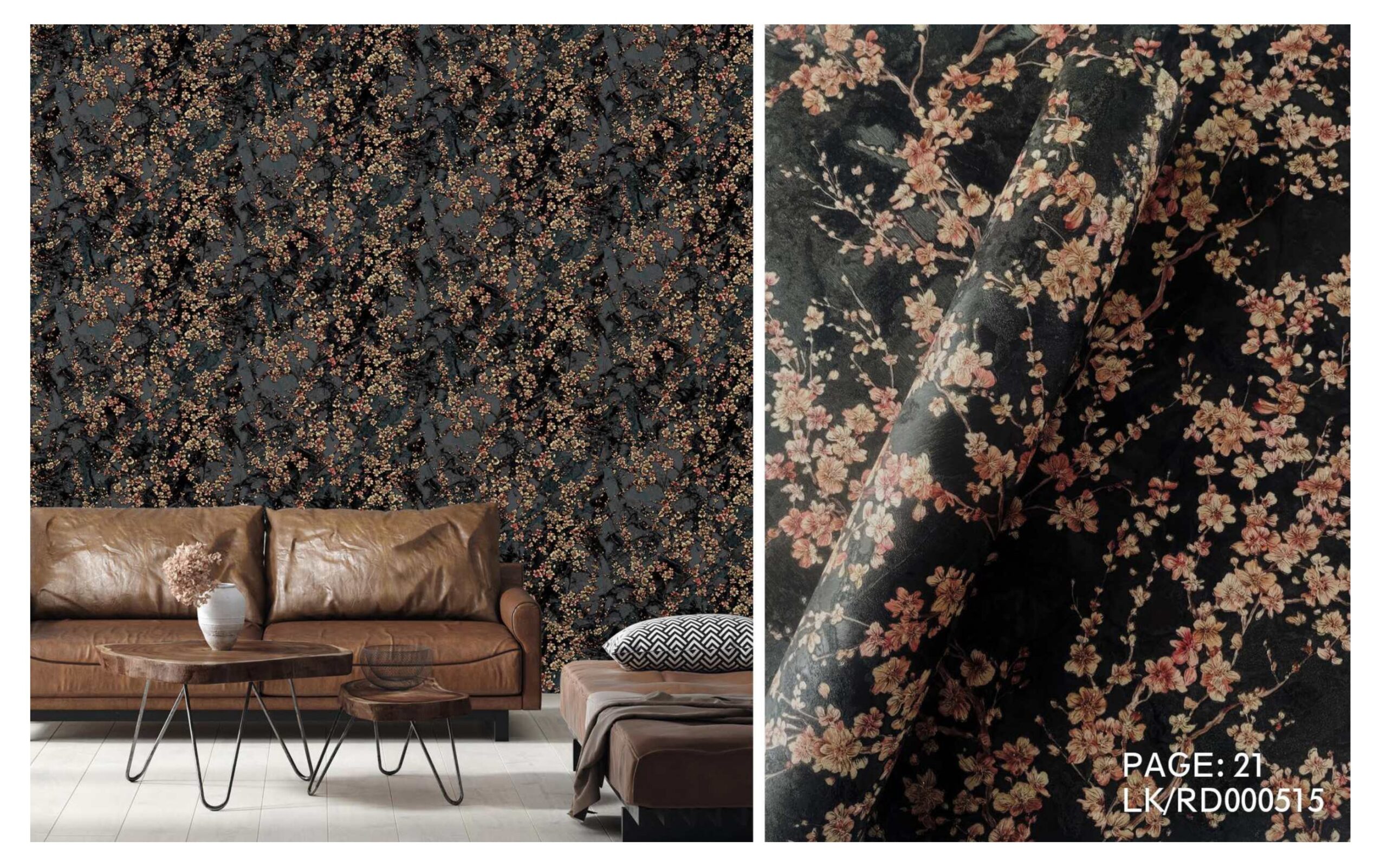LOOKS luxurious wallpaper_page-0024 LOOKS Luxurious Wallcovering Wallpaper For Wall Living Room PVC Coated Washable Wallpaper Bedroom Wallpaper Kacper Wallpaper Floral Black Wallpaper PATTERN NO- RD000515 - Image 1