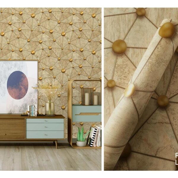 LOOKS Luxurious Wallcovering Wallpaper For Wall Living Room PVC Coated Washable Wallpaper Bedroom Wallpaper Kacper Wallpaper Geometric Dark Goldern Wallpaper PATTERN NO- RD000554