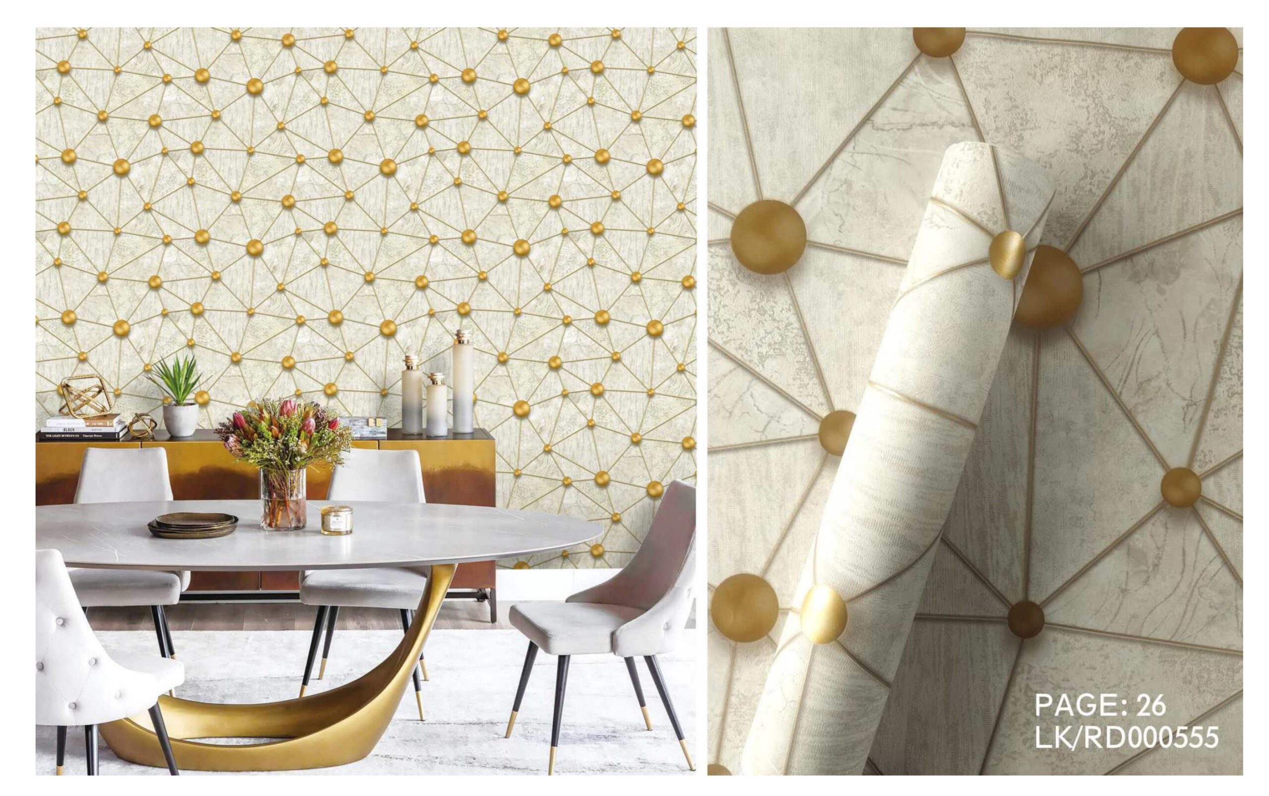 LOOKS luxurious wallpaper_page-0029 LOOKS Luxurious Wallcovering Wallpaper For Wall Living Room PVC Coated Washable Wallpaper Bedroom Wallpaper Kacper Wallpaper Geometric Goldern Wallpaper PATTERN NO-RD000555 - Image 1