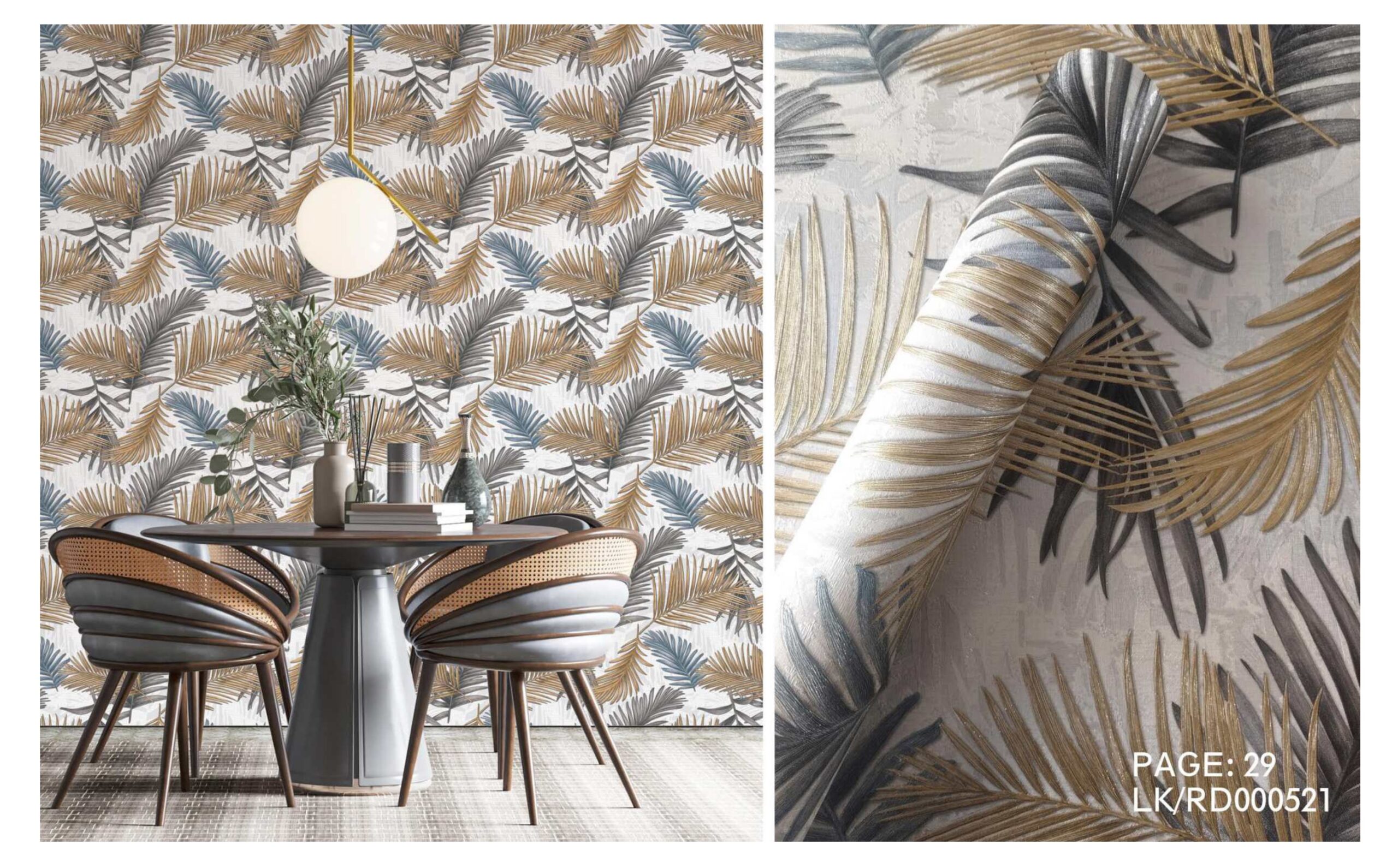 LOOKS luxurious wallpaper_page-0032 LOOKS Luxurious Wallcovering Wallpaper For Wall Living Room PVC Coated Washable Wallpaper Bedroom Wallpaper Kacper Wallpaper Leaf Gray Wallpaper PATTERN NO - RD000521 - Image 1