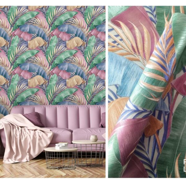 LOOKS Luxurious Wallcovering Wallpaper For Wall Living Room PVC Coated Washable Wallpaper Bedroom Wallpaper Kacper Wallpaper leaf  Green Wallpaper PATTERN NO - RD000528