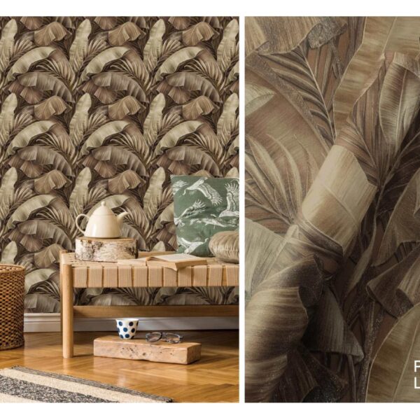 LOOKS Luxurious Wallcovering Wallpaper For Wall Living Room PVC Coated Washable Wallpaper Bedroom Wallpaper Kacper Wallpaper Leaf Brown Wallpaper PATTERN NO - RD000527