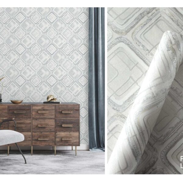 LOOKS Luxurious Wallcovering Wallpaper For Wall Living Room PVC Coated Washable Wallpaper Bedroom Wallpaper Kacper Wallpaper Geometric Cream Wallpaper PATTERN NO - RD000530