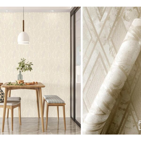 LOOKS Luxurious Wallcovering Wallpaper For Wall Living Room PVC Coated Washable Wallpaper Bedroom Wallpaper Kacper Wallpaper Geometrical 3D Cream Wallpaper PATTERN NO - RD000533