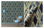 LOOKS Luxurious Wallcovering Wallpaper For Wall Living Room PVC Coated Washable Wallpaper Bedroom Wallpaper Kacper Wallpaper Geometrical 3D Blue Wallpaper PATTERN NO - RD000536