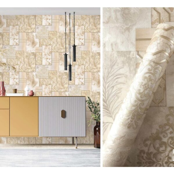 LOOKS Luxurious Wallcovering Wallpaper For Wall Living Room PVC Coated Washable Wallpaper Bedroom Wallpaper Kacper Wallpaper Geometrical 3D Goldern Wallpaper PATTERN NO - RD000537