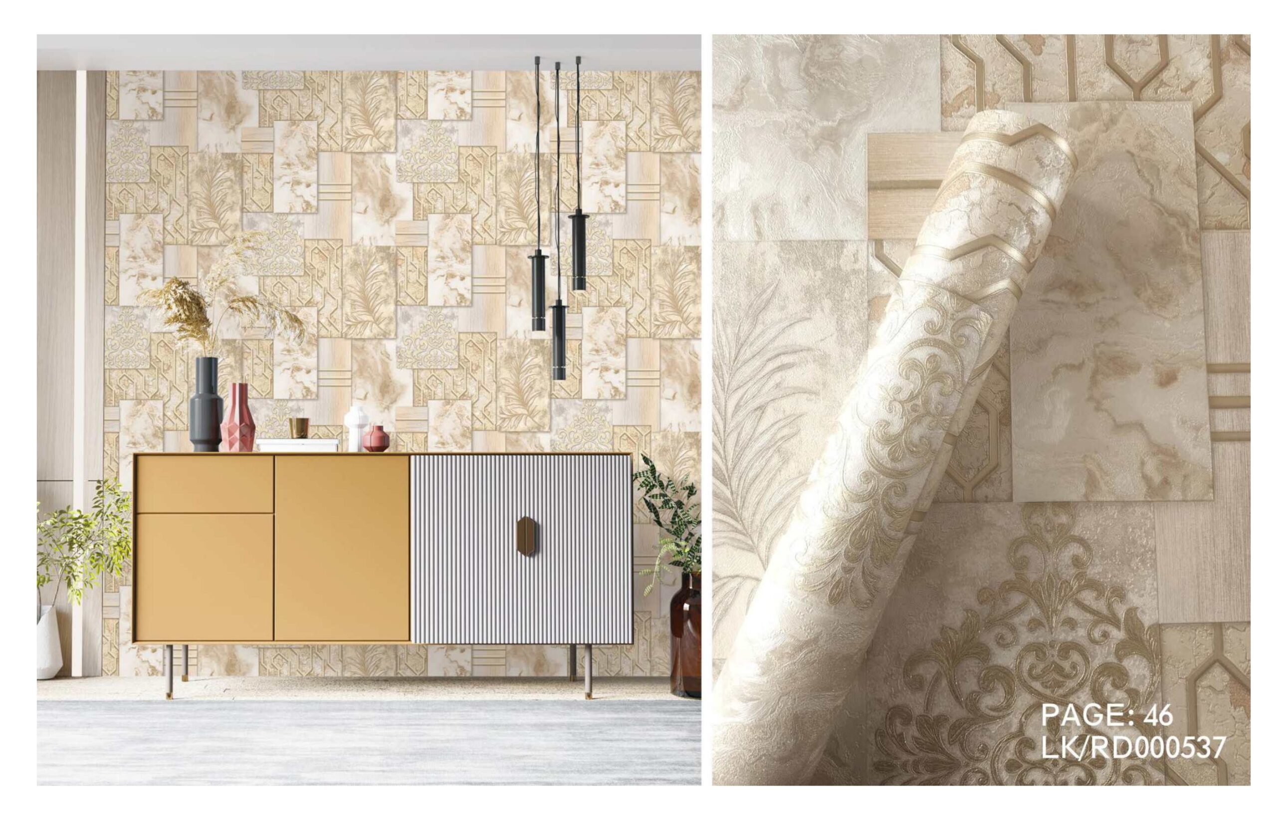 LOOKS luxurious wallpaper_page-0049 LOOKS Luxurious Wallcovering Wallpaper For Wall Living Room PVC Coated Washable Wallpaper Bedroom Wallpaper Kacper Wallpaper Geometrical 3D Goldern Wallpaper PATTERN NO - RD000537 - Image 1