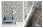 LOOKS Luxurious Wallcovering Wallpaper For Wall Living Room PVC Coated Washable Wallpaper Bedroom Wallpaper Kacper Wallpaper Geometrical 3D BLUE Wallpaper PATTERN NO - RD000538
