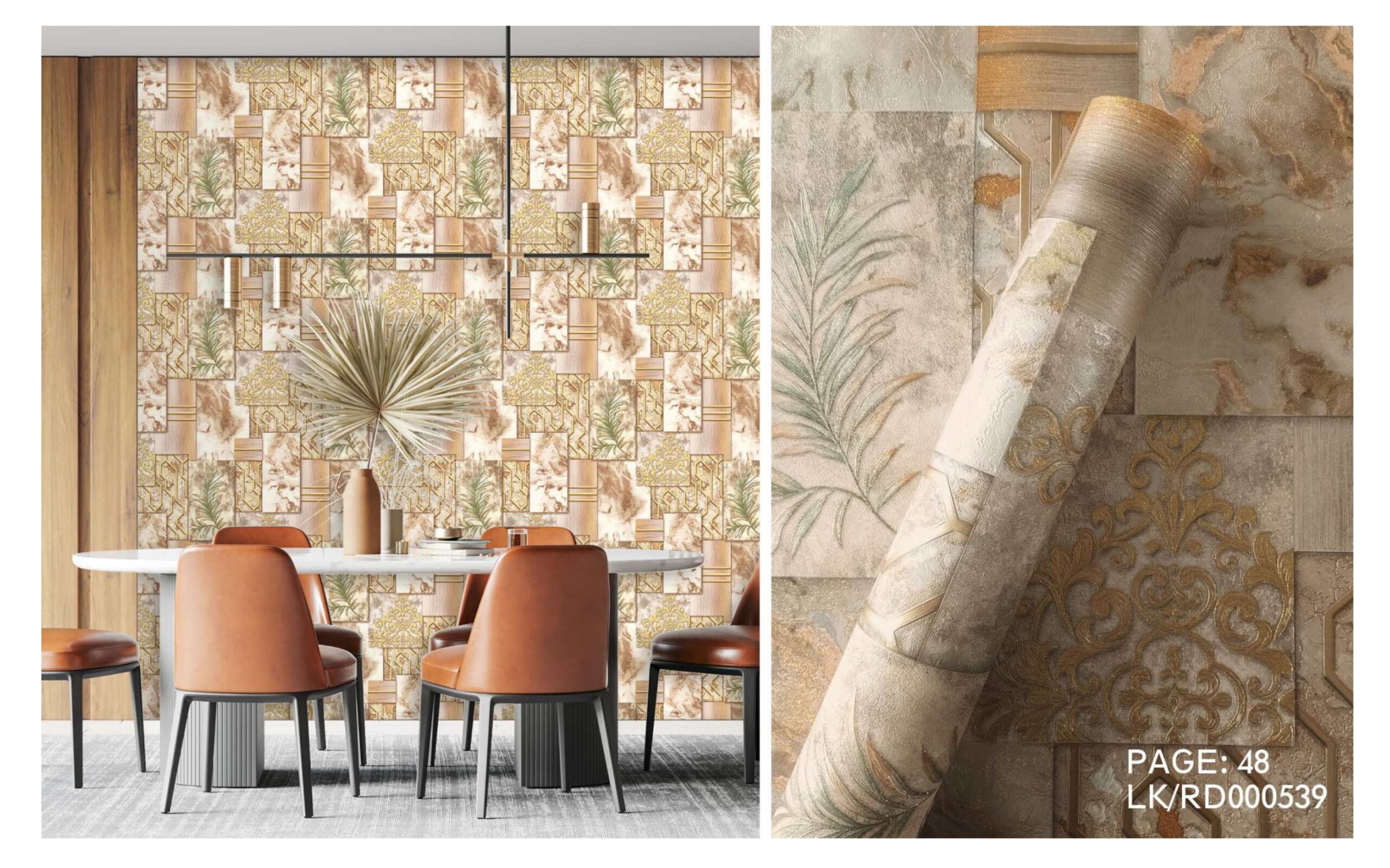 LOOKS luxurious wallpaper_page-0051 LOOKS Luxurious Wallcovering Wallpaper For Wall Living Room PVC Coated Washable Wallpaper Bedroom Wallpaper Kacper Wallpaper Geometrical 3D Goldern Wallpaper PATTERN NO - RD000538 - Image 1