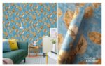 LOOKS Luxurious Wallcovering Wallpaper For Wall Living Room PVC Coated Washable Wallpaper Bedroom Wallpaper Kacper Wallpaper 3D Blue Leaf  Wallpaper PATTERN NO - RD000571