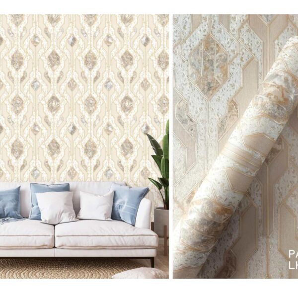 LOOKS Luxurious Wallcovering Wallpaper For Wall Living Room PVC Coated Washable Wallpaper Bedroom Wallpaper Kacper Wallpaper 3D Geometric Goldern colour Wallpaper PATTERN NO - RD000542