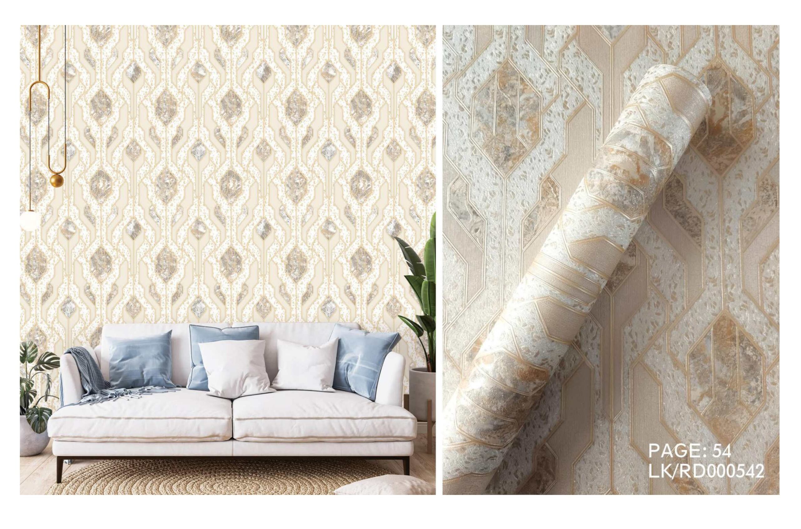 LOOKS luxurious wallpaper_page-0057 LOOKS Luxurious Wallcovering Wallpaper For Wall Living Room PVC Coated Washable Wallpaper Bedroom Wallpaper Kacper Wallpaper 3D Geometric Goldern colour Wallpaper PATTERN NO - RD000542 - Image 1