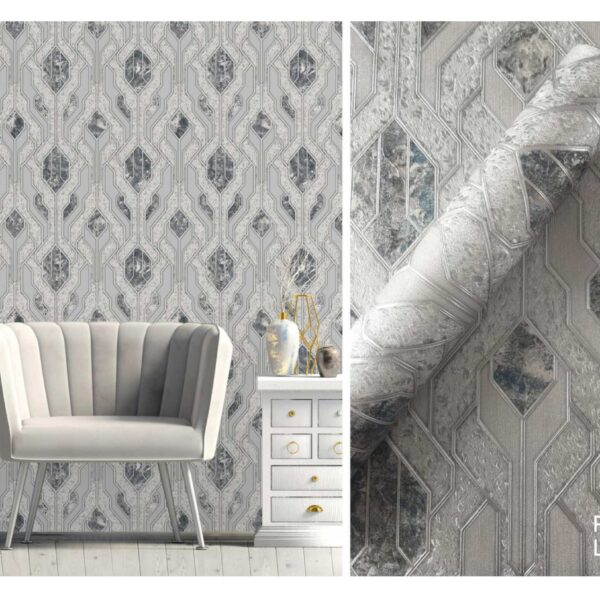 LOOKS Luxurious Wallcovering Wallpaper For Wall Living Room PVC Coated Washable Wallpaper Bedroom Wallpaper Kacper Wallpaper 3D Geometric Grey colour Wallpaper PATTERN NO - RD000543