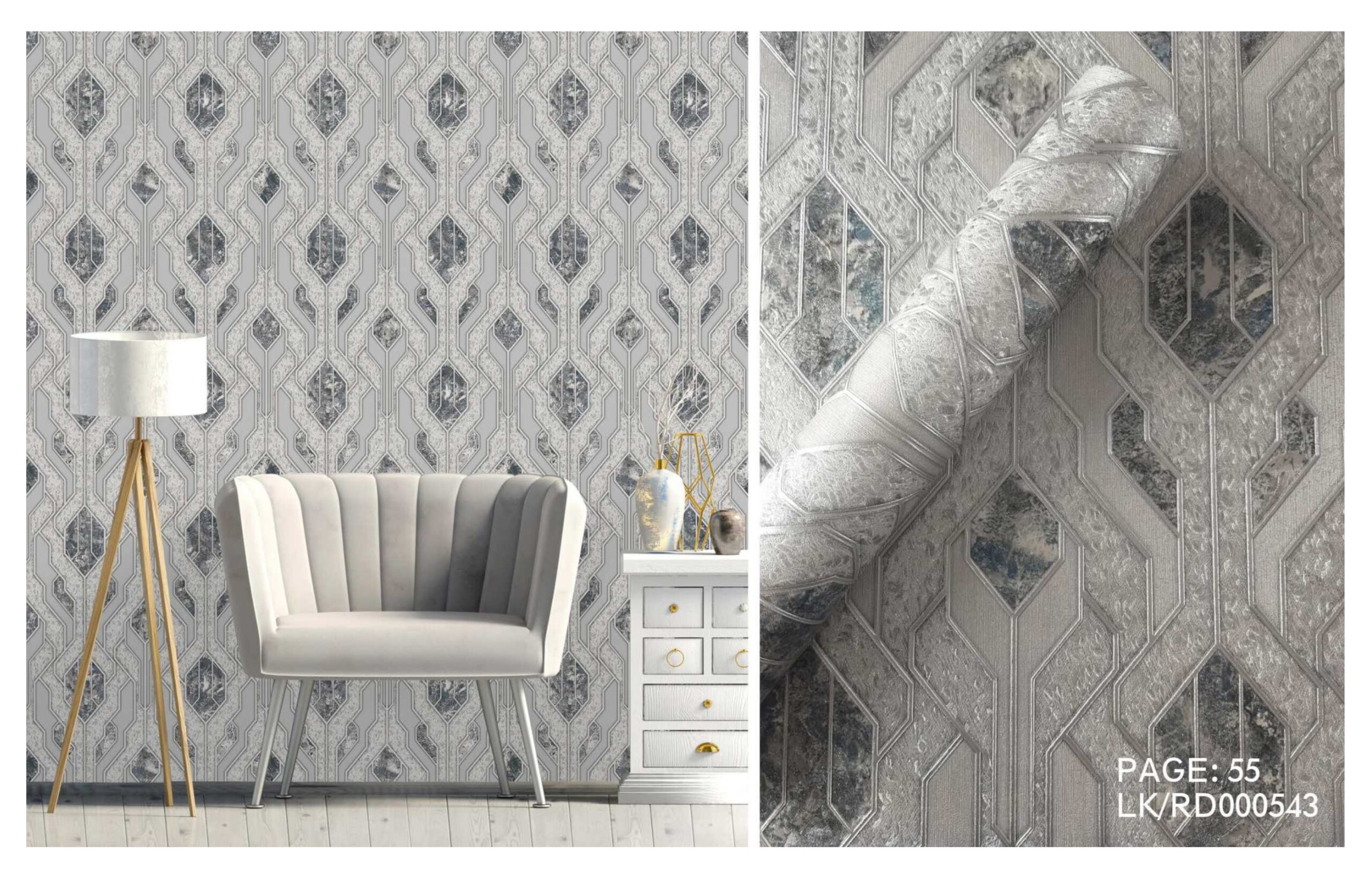 LOOKS luxurious wallpaper_page-0058 LOOKS Luxurious Wallcovering Wallpaper For Wall Living Room PVC Coated Washable Wallpaper Bedroom Wallpaper Kacper Wallpaper 3D Geometric Grey colour Wallpaper PATTERN NO - RD000543 - Image 1