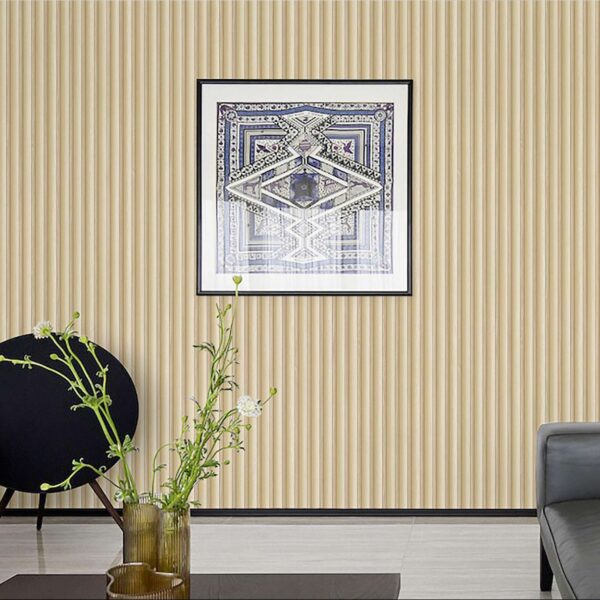 Miraz Wallpaper For Wall 3D- Wallpaper  Living Room Bed Room Wallpaper wooden strap Design Rose Gold  Colour Wallpaper Roll Size 53cmx950cm=55square Ft In 1roll Under 749 Per Roll Pattern No-BA2049