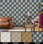 Miraz Wallpaper For Wall 3D- Wallpaper  Living Room Bed Room Wallpaper Geometrical blue Colour Wallpaper Roll Size 53cmx950cm=55square Ft In 1roll Under 749 Per Roll Pattern No-BA2044