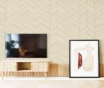 Miraz Wallpaper For Wall 3D- Wallpaper  Living Room Bed Room Wallpaper Geometrical Design Cream Colour Wallpaper Roll Size 53cmx950cm=55square Ft In 1roll Under 749 Per Roll Pattern No-BA2043