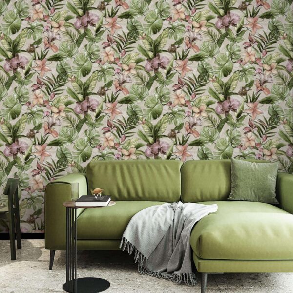Miraz Wallpaper For Wall 3D- Wallpaper  Living Room Bed Room Wallpaper Leaf and floral Design Green Colour Wallpaper Roll Size 53cmx950cm=55square Ft In 1roll Under 749 Per Roll Pattern No-BA2035