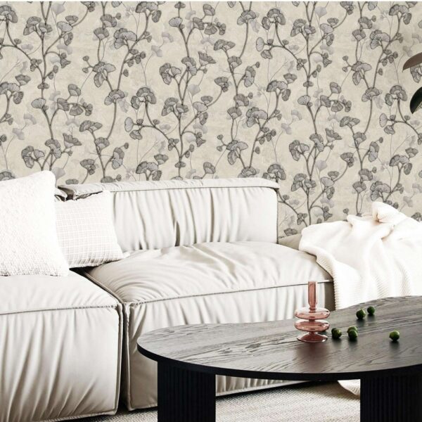 Miraz Wallpaper For Wall 3d- Wallpaper  Living Room Bed Room Wallpaper Floral Design Grey Colour Wallpaper Roll Size 53cmx950cm=55square Ft In 1roll Under 749 Per Roll Pattern No-BA2028