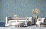 Miraz Wallpaper For Wall 3D- Wallpaper  Living Room Bed Room Wallpaper Floral Design Blue Colour Wallpaper Roll Size 53cmx950cm=55square Ft In 1roll Under 749 Per Roll Pattern No-BA2029