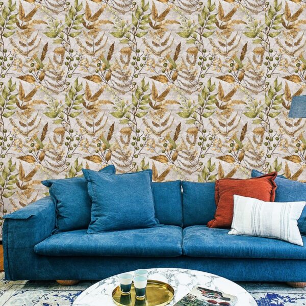 Miraz Wallpaper For Wall 3D- Wallpaper Living Room Bed Room Wallpaper  Leaf Disign Goldern Colour Wallpaper Roll Size 53cmx950cm=55square Ft In 1roll Under 749 Per Roll Pattern No-BA2039