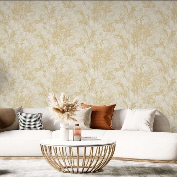 Miraz Wallpaper For Wall 3D- Wallpaper  Living Room Bed Room Wallpaper Leaf Dark Goldern Colour Wallpaper Roll Size 53cmx950cm=55square Ft In 1roll Under 749 Per Roll Pattern No-BA2031