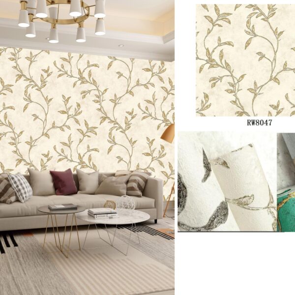 Radiance Wallpaper For Wall Living Room PVC Washable Wallpaper Bedroom Wallpaper Kacper Wallpaper Leaf Goldern Wallpaper PATTERN NO-RW8047